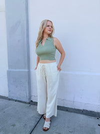 Ella Ribbed Crop Top Sage