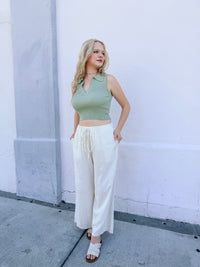 Claire Wide-Leg Pants Ivory