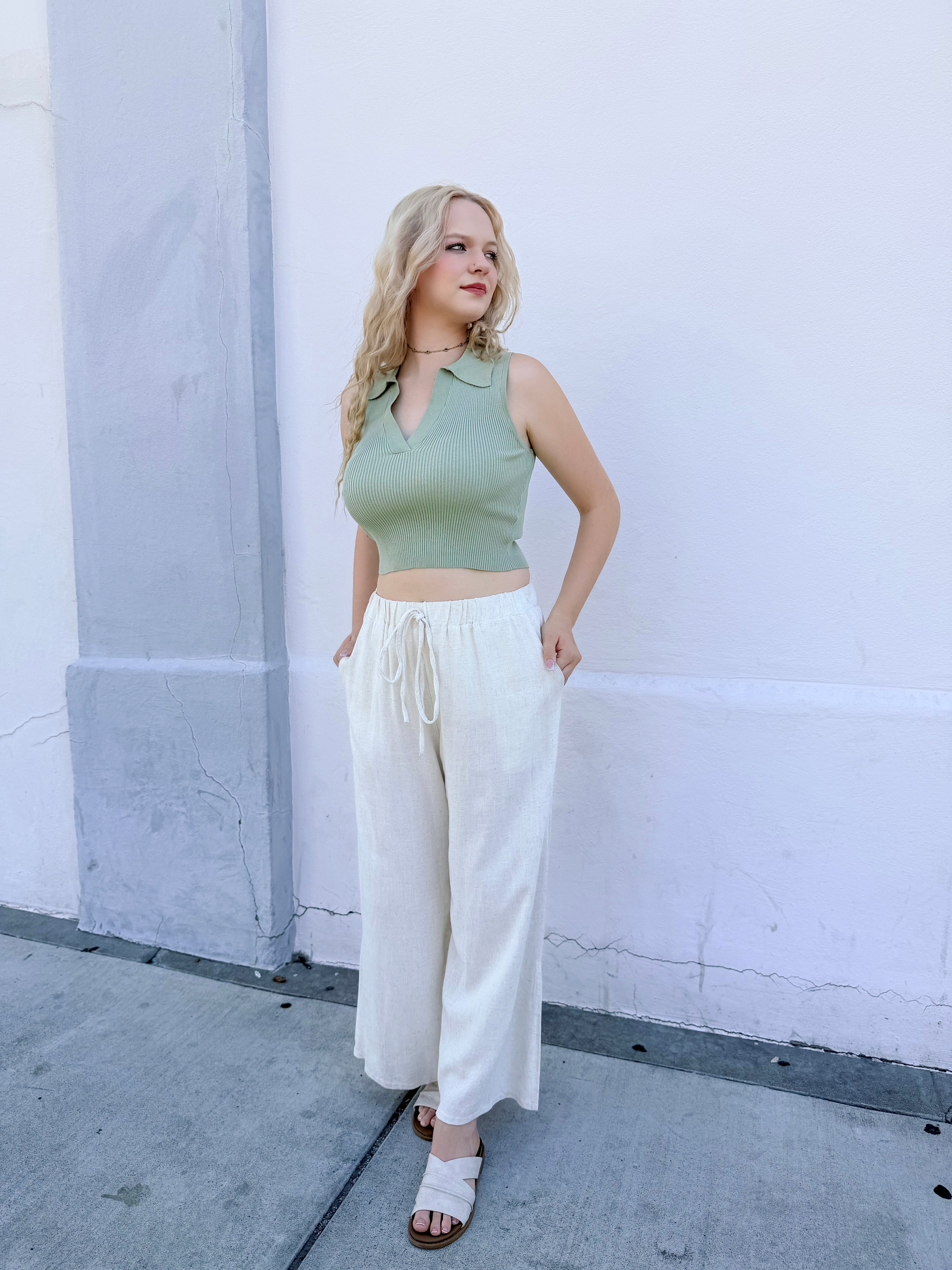 Claire Wide-Leg Pants Ivory