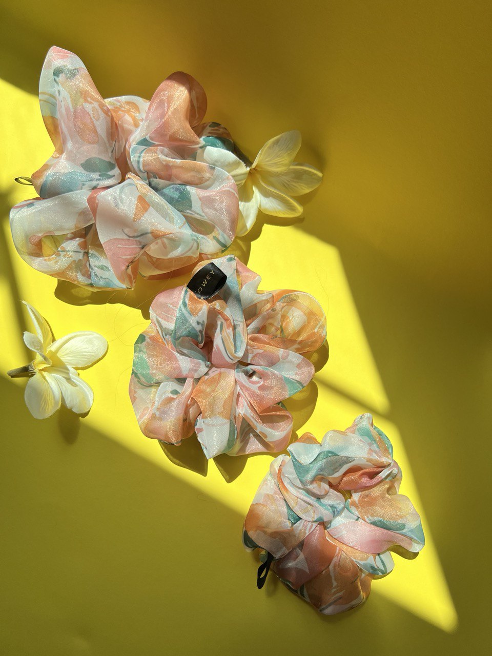 Floral Print Organza Scrunchie