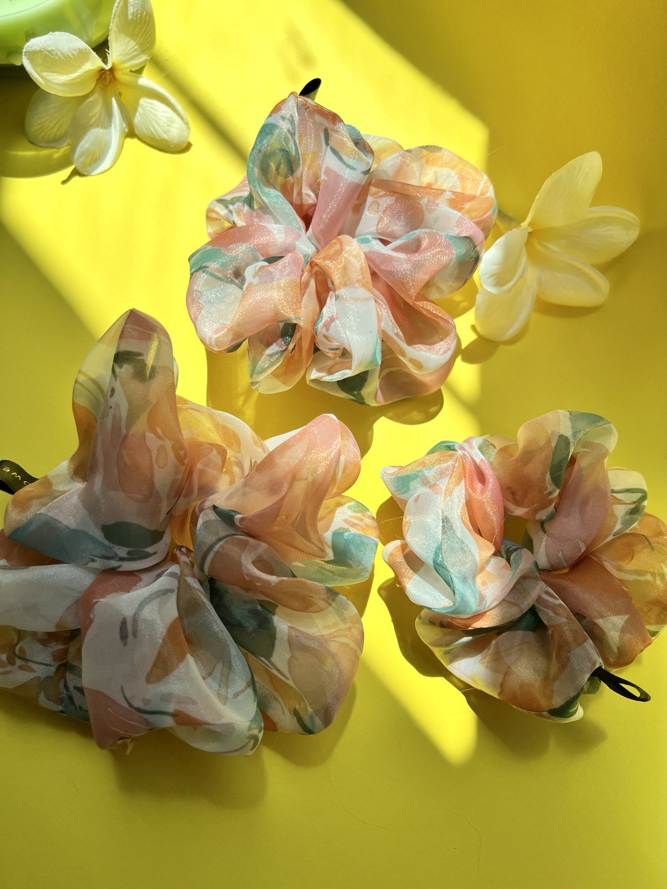 Floral Print Organza Scrunchie