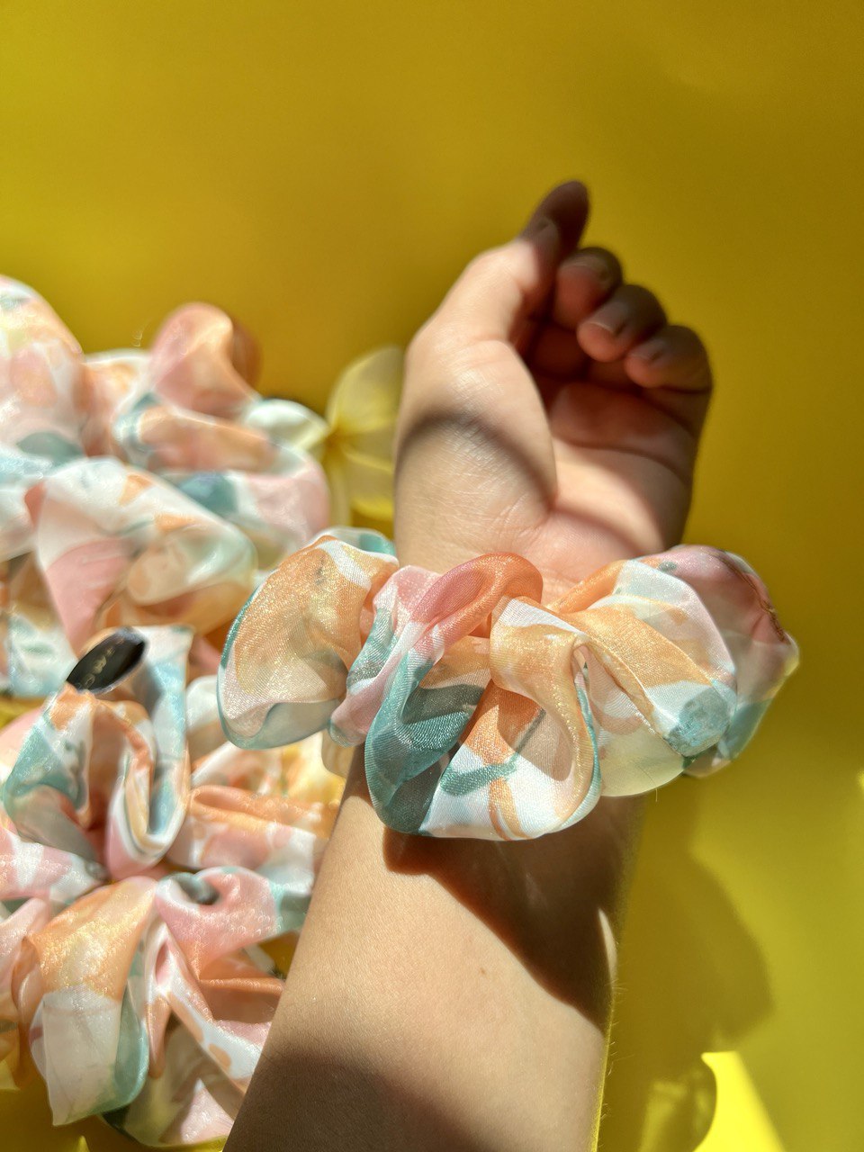 Floral Print Organza Scrunchie