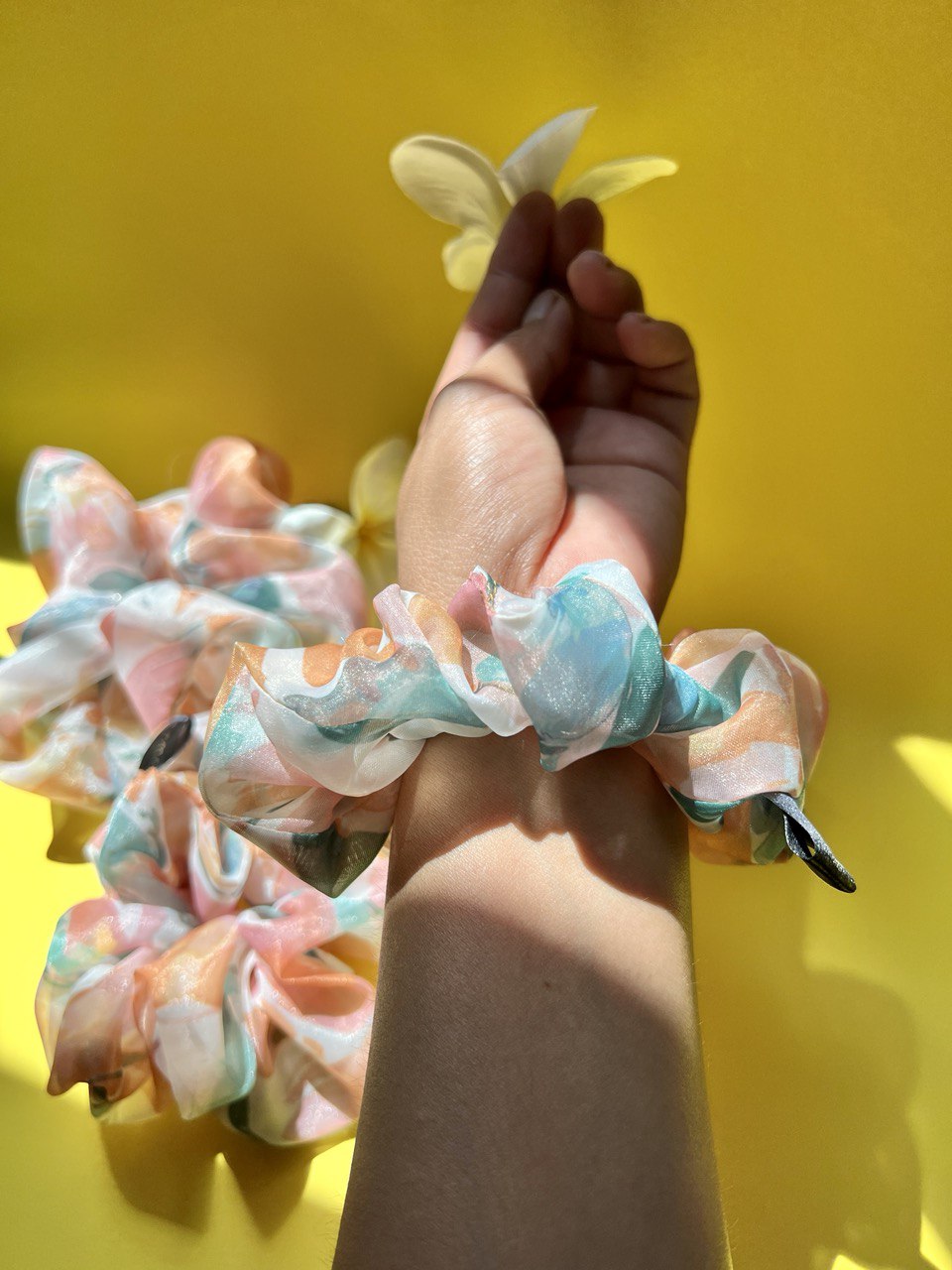 Floral Print Organza Scrunchie