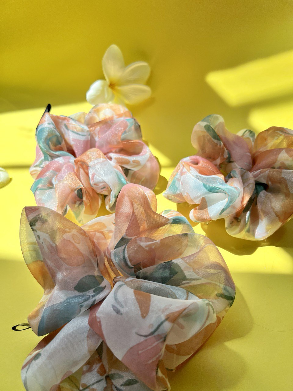 Floral Print Organza Scrunchie